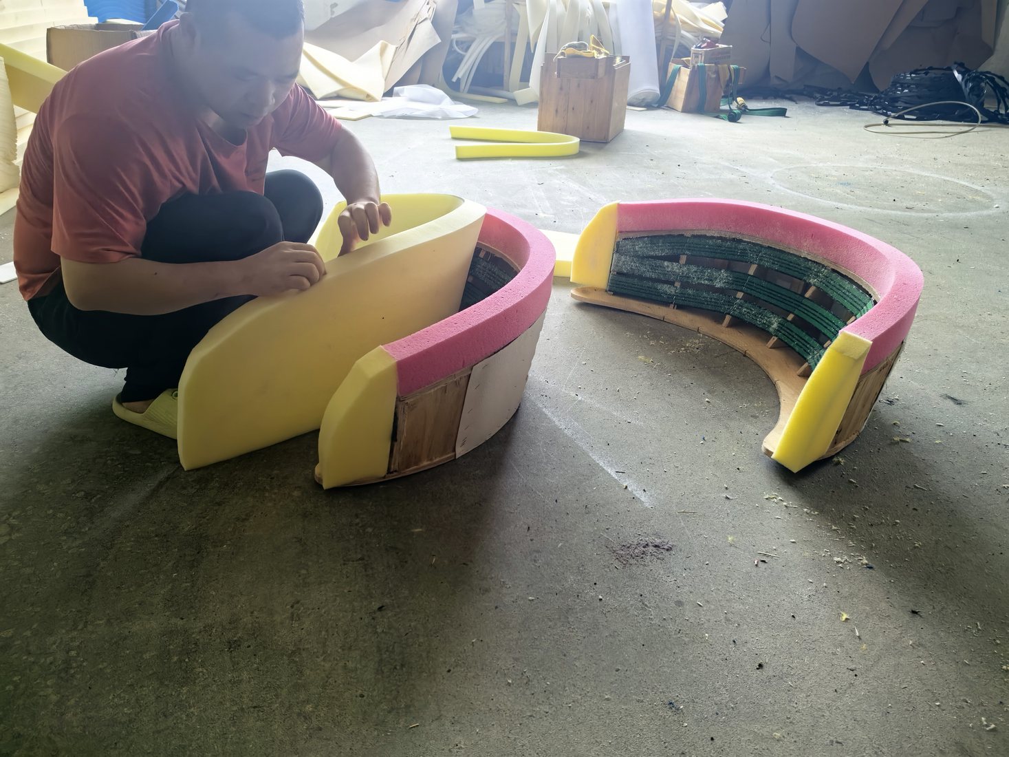 Foam and upholstery process