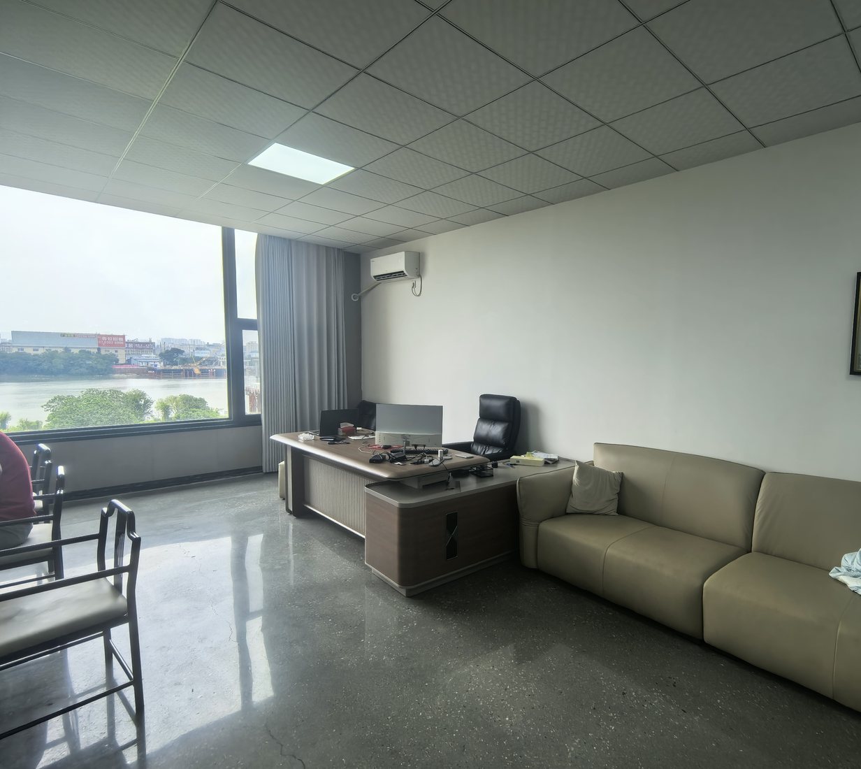 Office with product display sofa