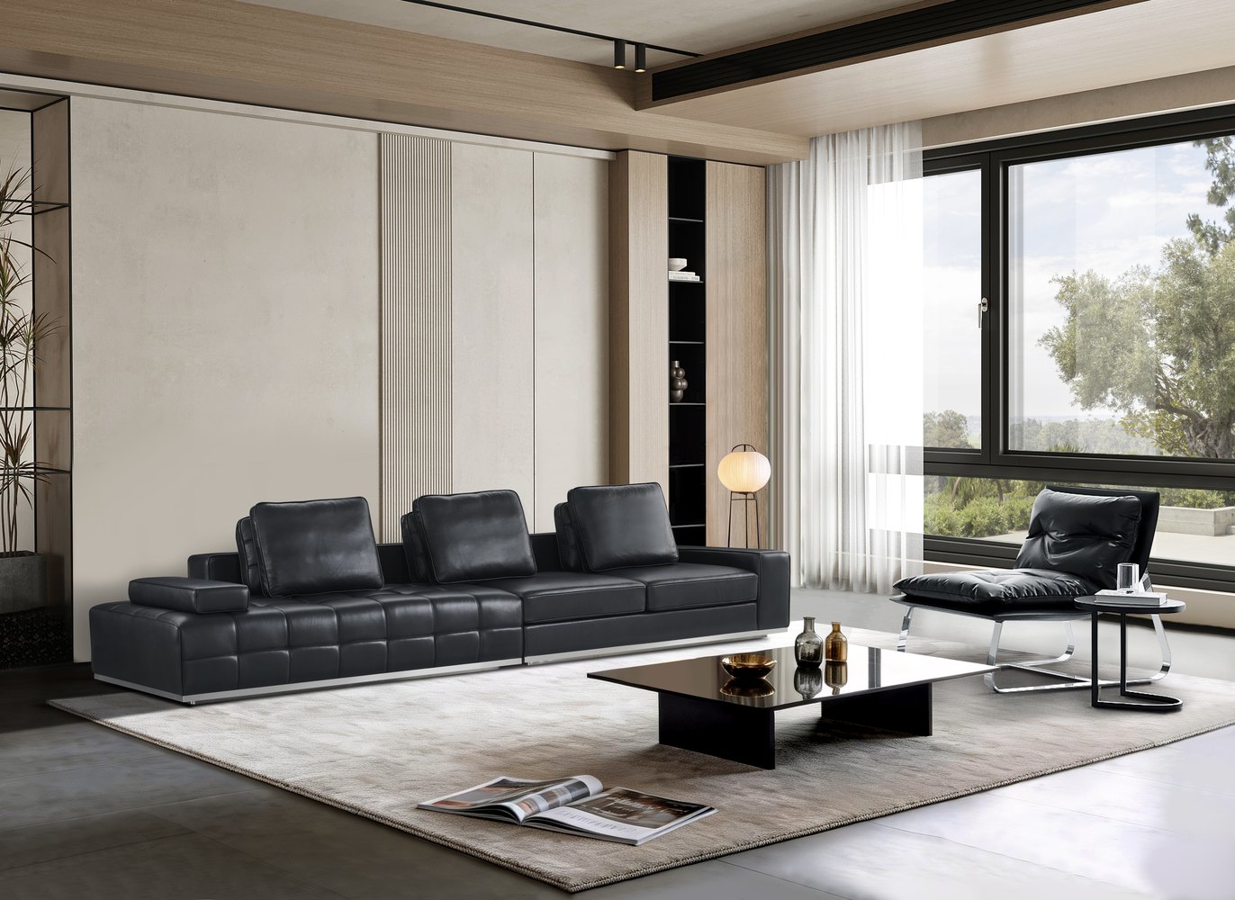 Black leather sofa collection